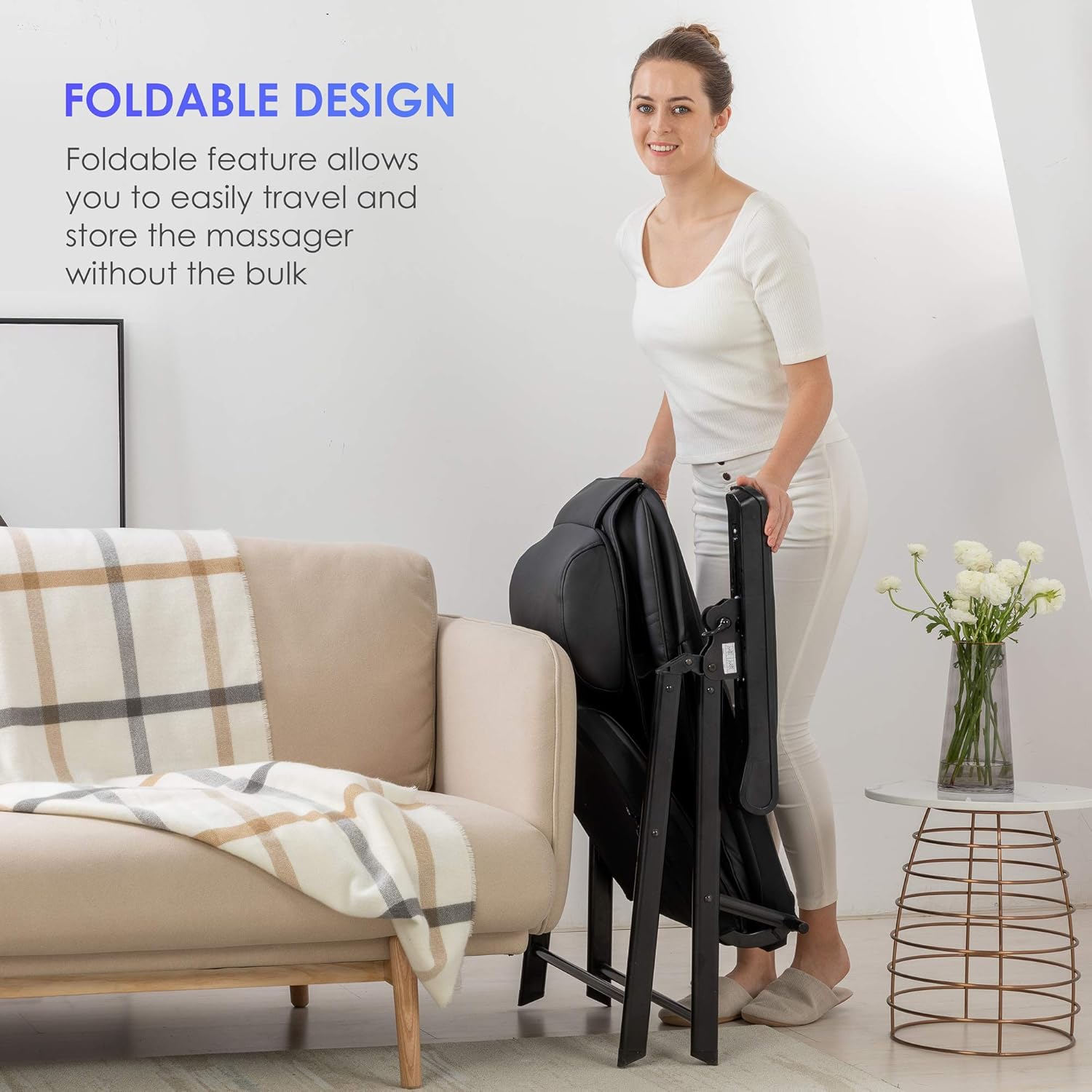 Folding Massage Chair Portable – Shiatsu Neck & Back Massager with Heat